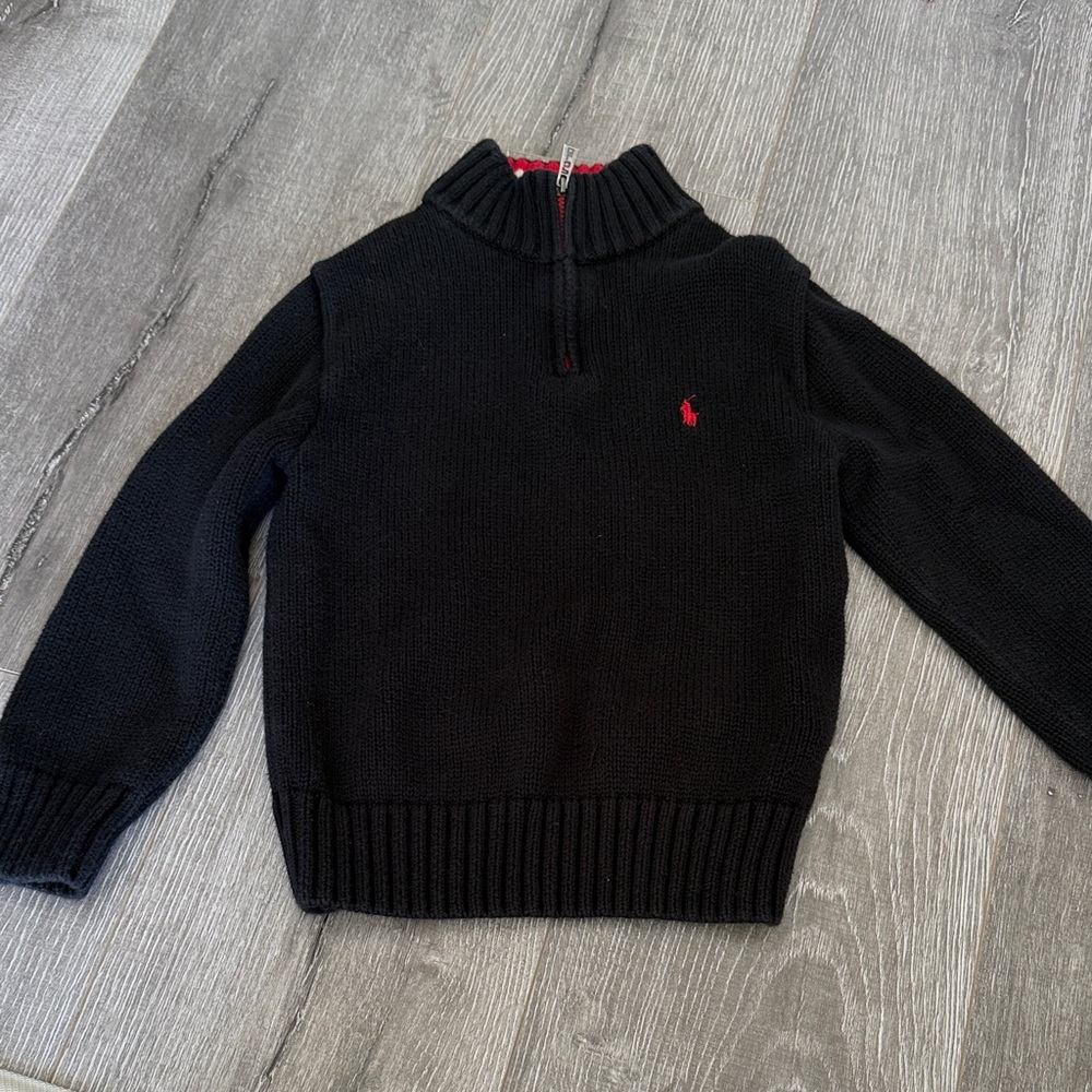 Polo Ralph Lauren Boys Half-Zip Cotton Sweater Black Size 5